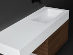 Plan vasque lavabo sur mesure : L 60 à 201 x P 40 à 51 cm, finition lisse mate, 10 couleurs au choix, Anti bactérien, résine Akrytan® teinté dans la masse, Livraison Offerte.